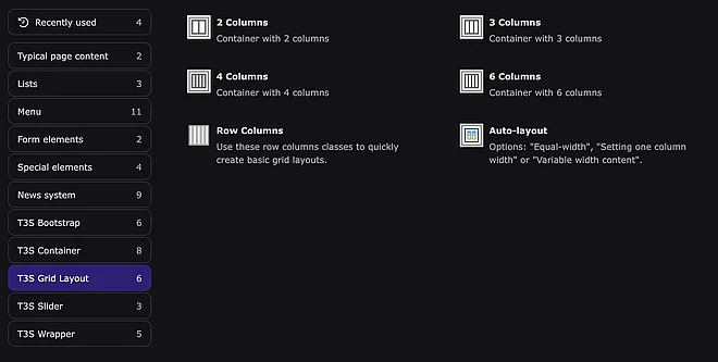 New content element wizard