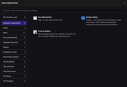 New content element wizard